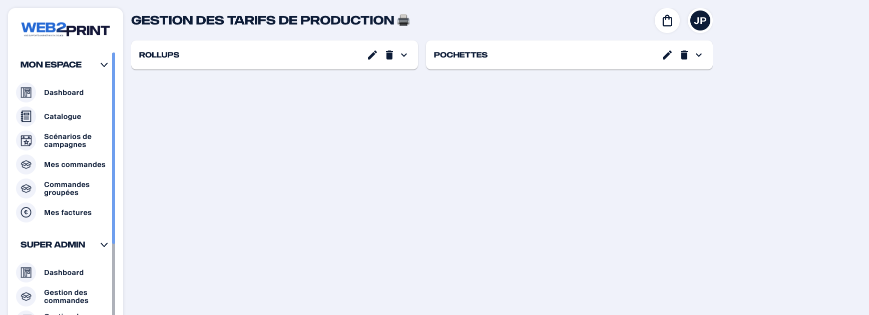 Gestion des tarifs de production